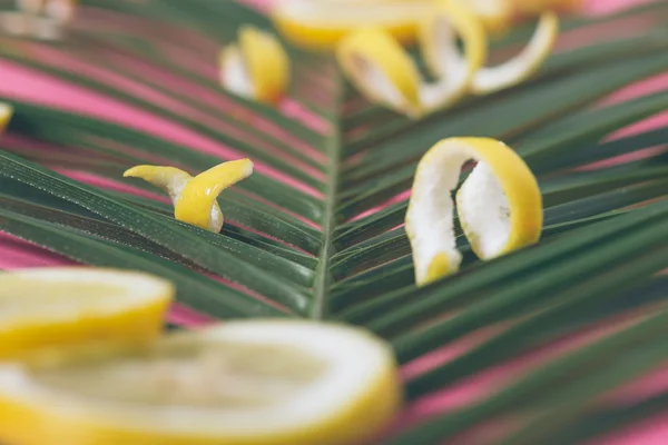 Lemon slices on palm leaf
