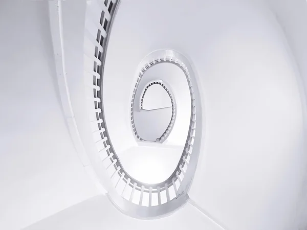 White oval spiral stairs