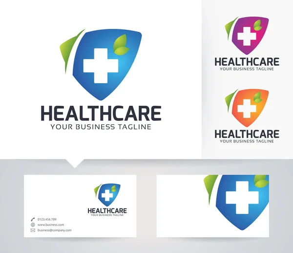 Health Care vector logo with alternative colors and business card template