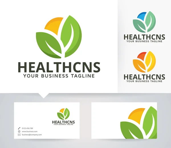 Health Consult vector logo with alternative colors and business card template