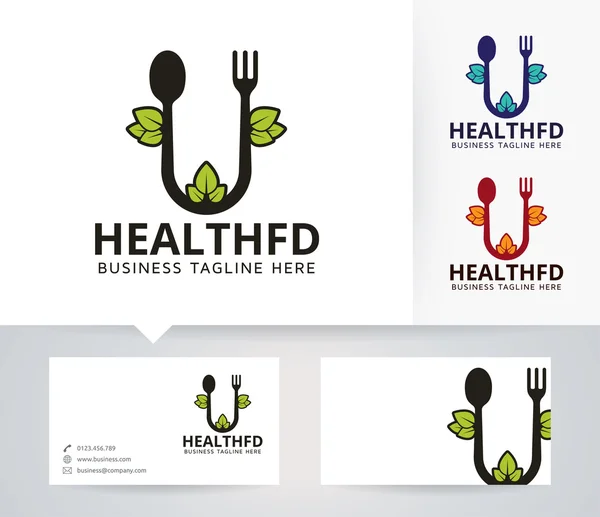 Health Food vector logo with alternative colors and business card template