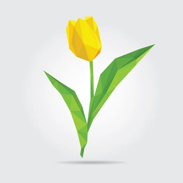 Polygonal Flower Tulip. Yellow Tulip in Vector