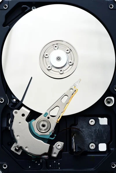 Computer sata hard disk drive internals close up