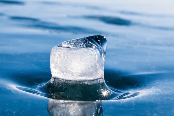 Macro photo of ice. transparent piece of ice Lake Baikal.