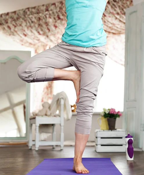 Yoga at home. yoga studio in the daytime.