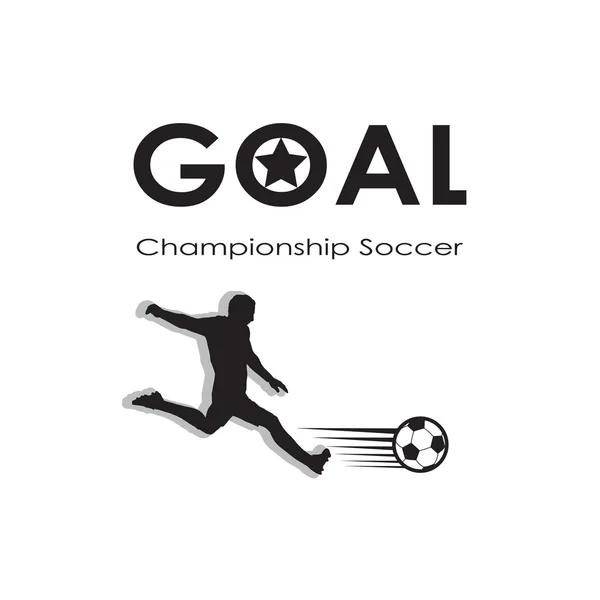 Goal Print banner. Championship Soccer abstract print with text Goal and soccer player with soccer ball on white background. Vector illustration of Sport football. Champion Football concept. Award Sport icon. TATTOO art. Olympic Games. RIO 2016