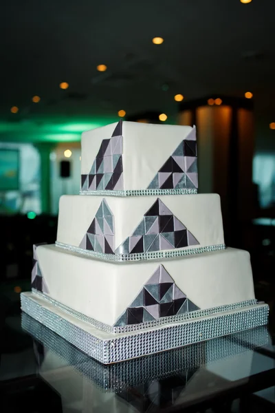 Modern square wedding cake in high tech style