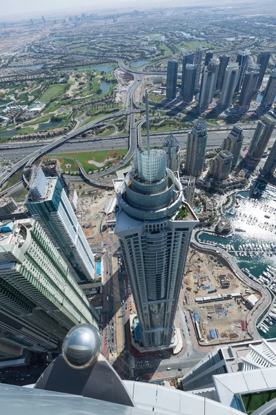 United Arab Emirates, Dubai, 02/10/2015, The Marina torch tower shot from the rooftop of the princess tower