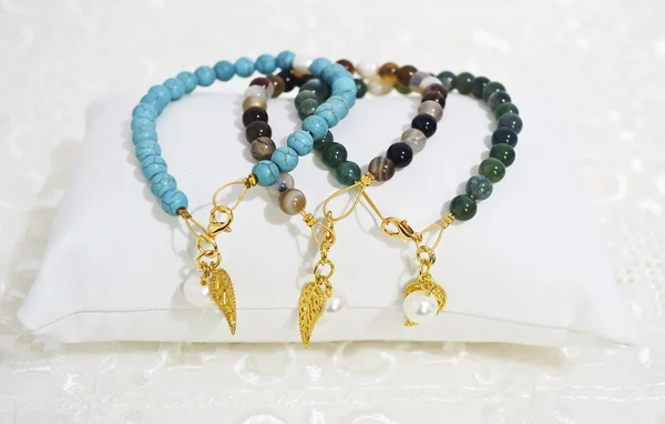 Gemstone bracelets - turquoise and agate beads