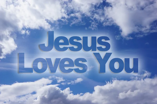 Jesus loves you on sky background
