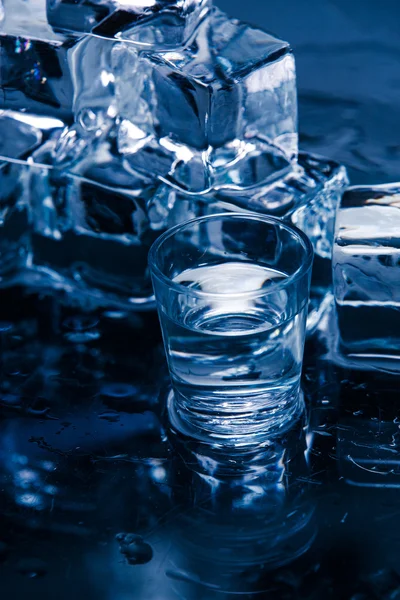 Ice cubes on table