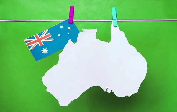 White Australian, Australian flag hanging on pegs ( clothespin )