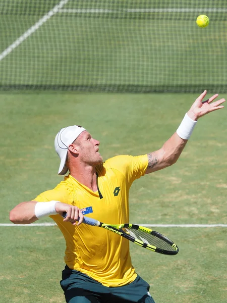 Australian Tennis player Sam Groth serving