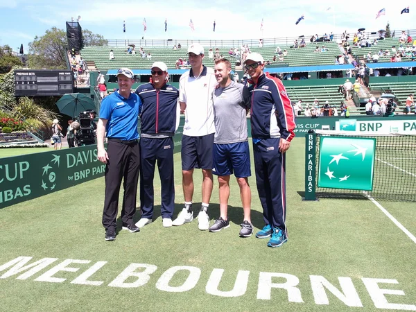 US Davis Cup team after winning the Davis Cup tie against Australia