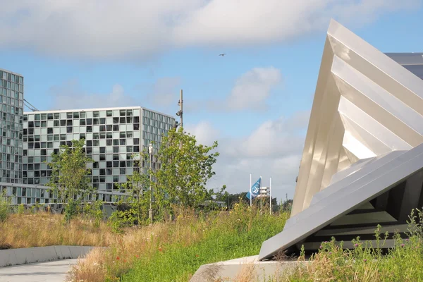 The International Criminal Court forecourt, sculpture and entranc