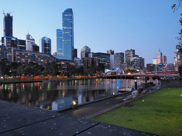 Australia, Melbourne - 2015, May 25: Melbourne CBD skyline after sunset from Southbank across the Yarra river