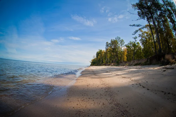 Summer sandy beach on Lake Baikal