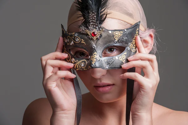 Girl with eye mask