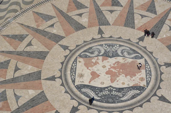 The Huge Pavement Compass in front of the Monument to the Discoveries Lisbon Portugal.