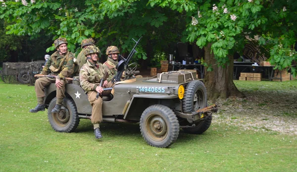 World War 2 Jeep with men dressed as World War 2 American Soldiers.