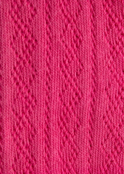 Closeup of  pink knitted fabric texture