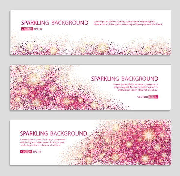 Pink and red banner with glitter background