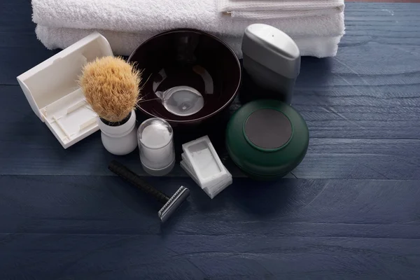 Shaving products for men on the table