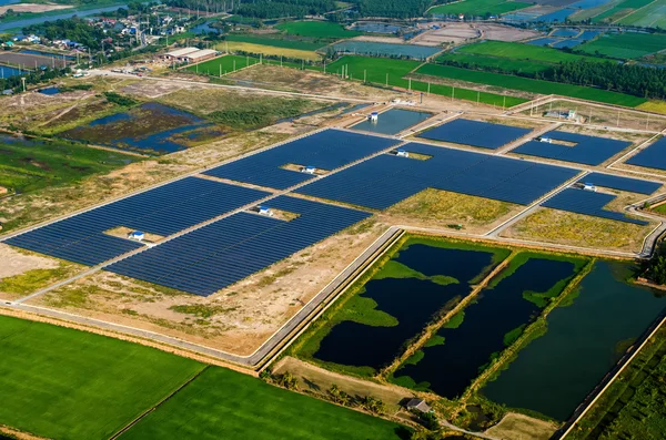 Solar farm, solar panels from the air