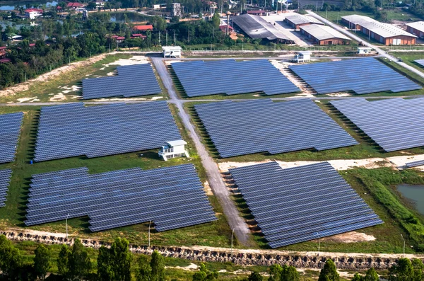 Solar farm, solar panels from the air