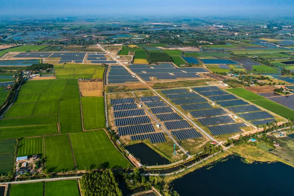 Solar farm, solar panels photography from small aircraft