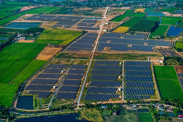 Aerial photo, Solar farm, solar panels