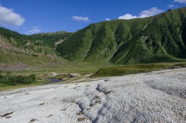 Terek river and mineral springs in Thurso mountain valley. Mtskh