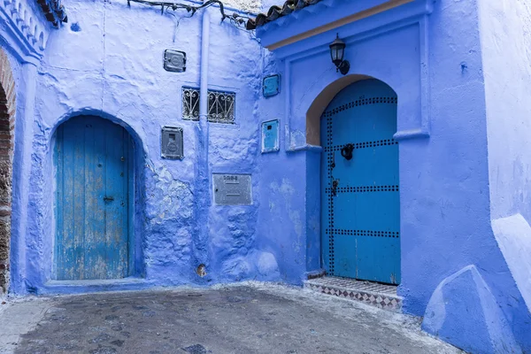 Beautiful streets painted in blue city of Chefchaouen in northern Morocco