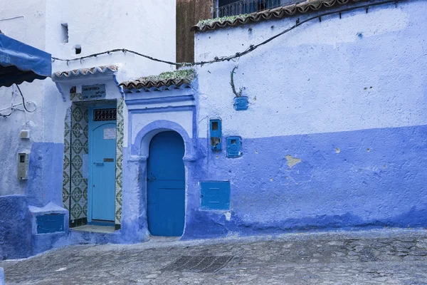 Beautiful streets painted in blue city of Chefchaouen in northern Morocco