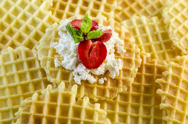 Ripple waffles with cottage cheese and strawberries