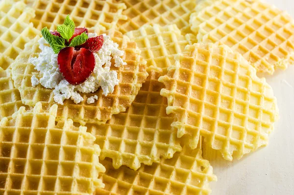 Ripple waffles with cottage cheese and strawberries
