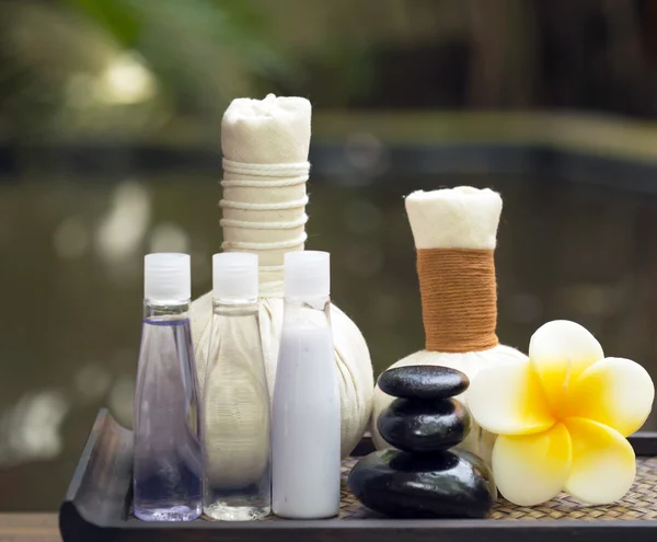 Spa massage compress balls, herbal ball with salt, turmeric and aroma, Thailand, select focus