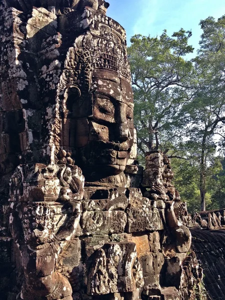 Ancient sculpture faces of Bayon temple in Angkor Thom, Siemreap, Cambodia