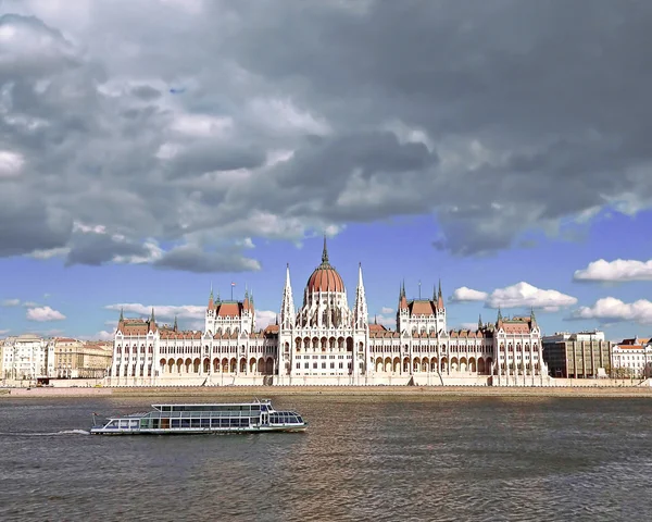 The Hungarian Parliament Building on the bank of the Danube