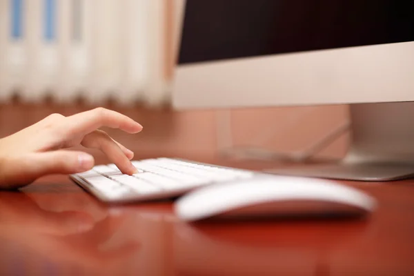Human hand using computer