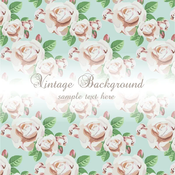 Vintage Watercolor Background with Blooming Flowers Roses