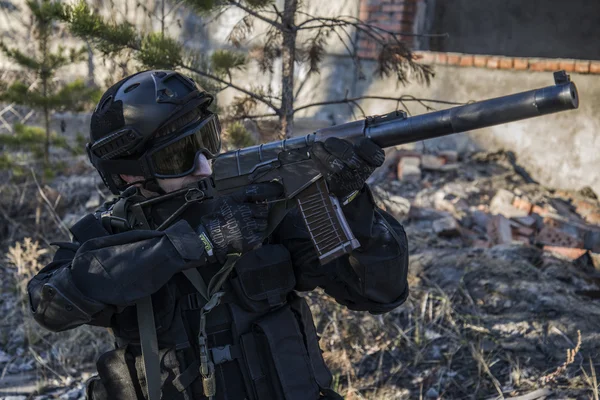 Russian special forces training at a military training ground.