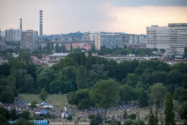 Sofia, Bulgaria - 3 July, 2016: Crowd at The International A to JazZ festival, 2016 edition, held in the beautiful South Park of the city