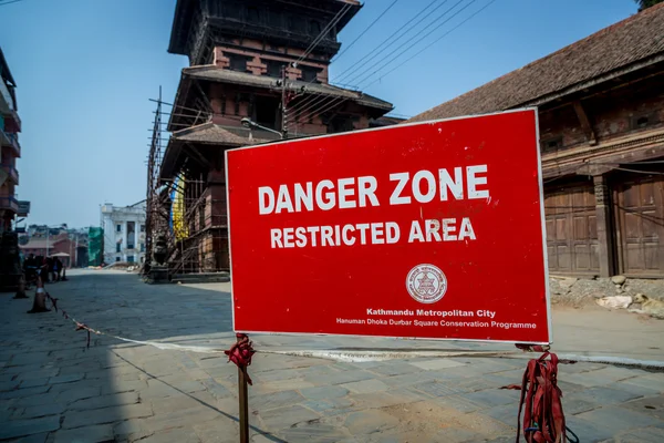 Sign warning about danger zone