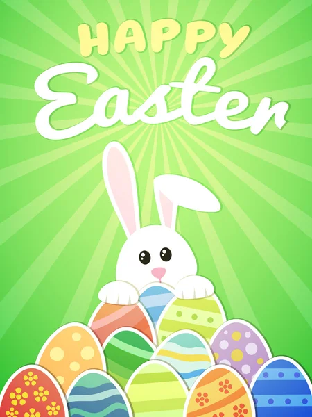 Easter bunnies and easter eggs. Vector illustration