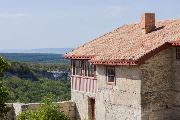 View on old house in mountains Crimea wallpaper