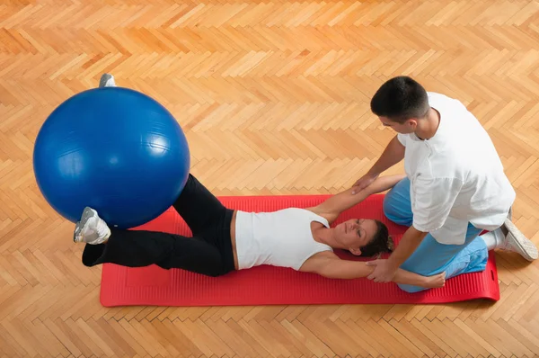 Core workout with exercise ball