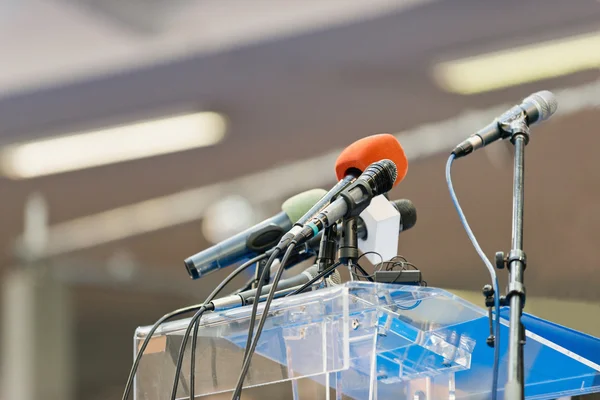 Microphones on conference stand