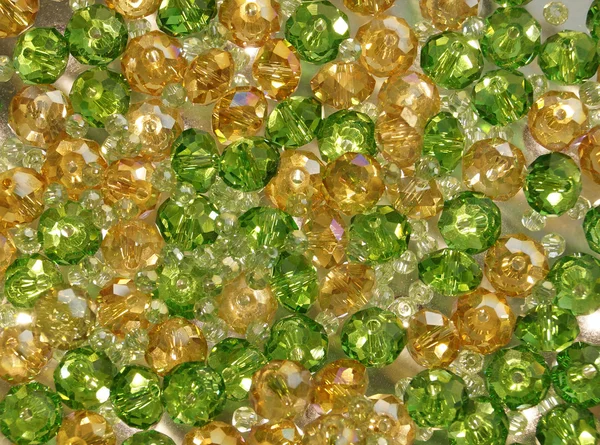 Green and yellow crystal glass beads