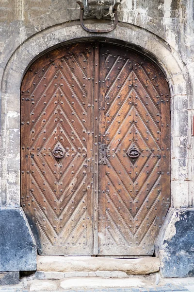 Old wooden door, the city of Lviv.